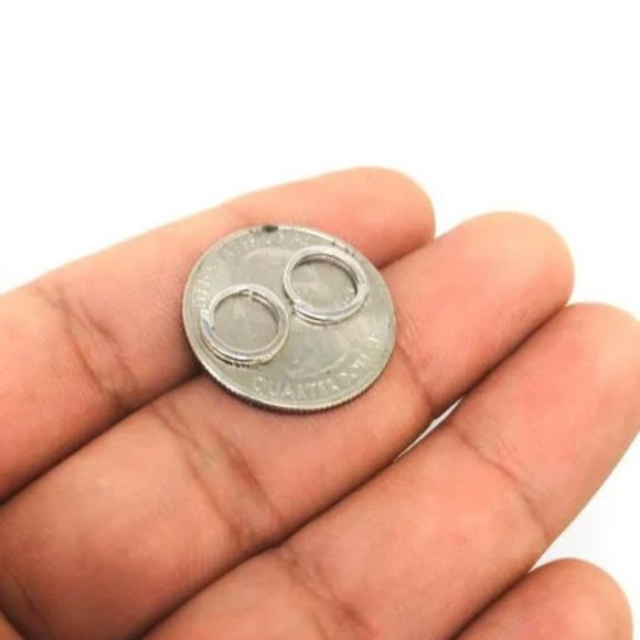 14K White Gold Huggies Hoop Earrings for Womens Mens Dainty Earrings 10x10 Tiny - Picture 6 of 7